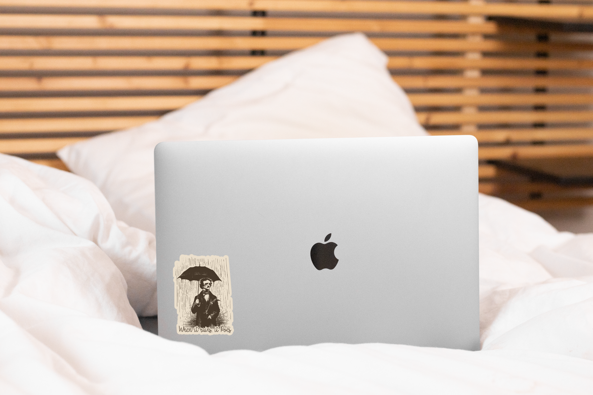 When It Rains It Poes Sticker - poems, edgar allan poe