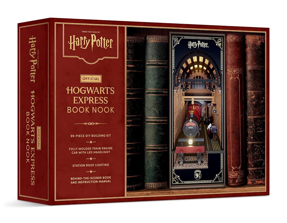 Harry Potter: Official Hogwarts Express Book Nook (With Lights!): DIY Building Kit with Fully Molded Train Engine Car cover image