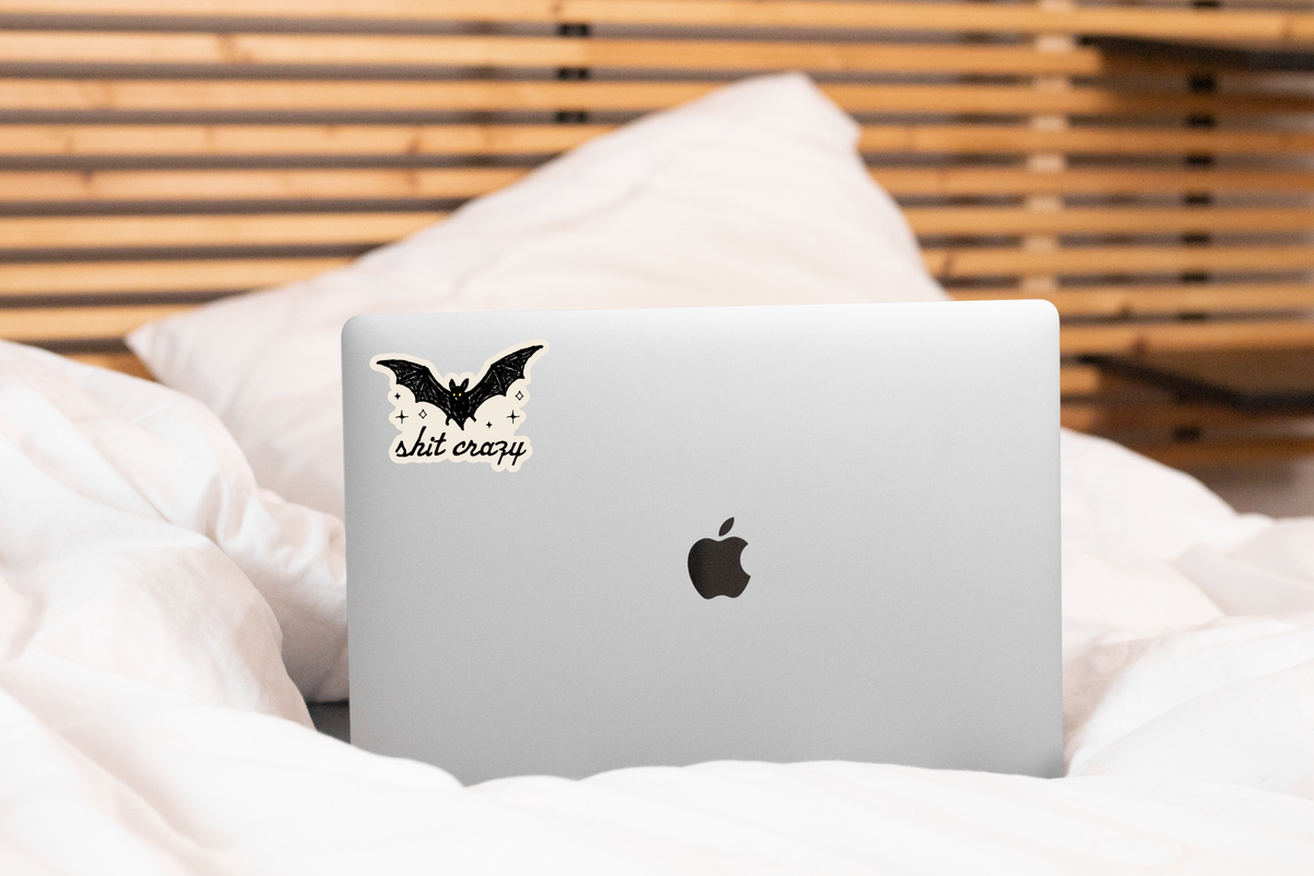 Bat Shit Crazy Sticker - halloween, spooky, fall, funny