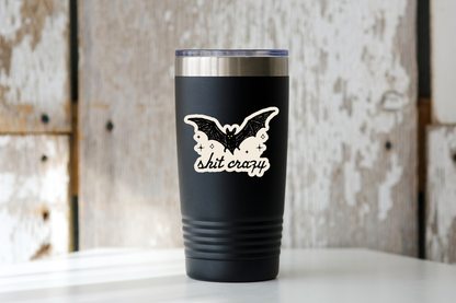Bat Shit Crazy Sticker - halloween, spooky, fall, funny