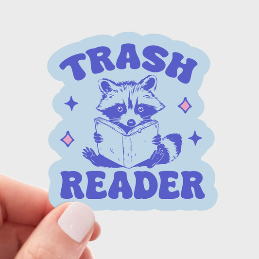 Trash Reader Sticker - book shop, bookstore, raccoon, smut