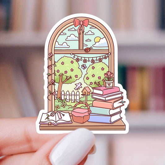 Bookish Window Sticker | Spring Reader