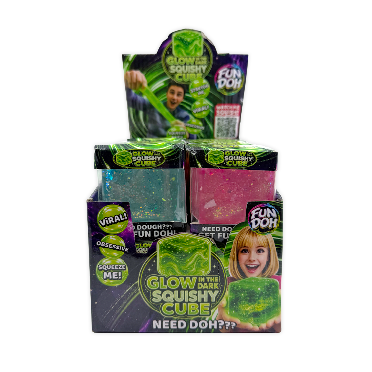 Fun Doh Glow in the Dark Squishy Sparkle Cube - 12/Display