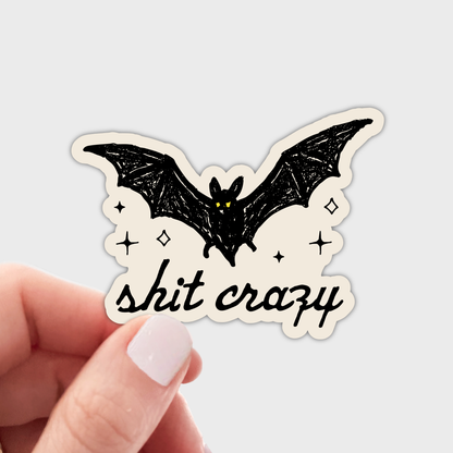 Bat Shit Crazy Sticker - halloween, spooky, fall, funny
