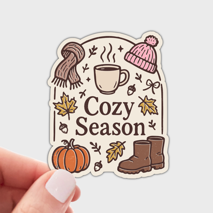 Cozy Season Sticker - halloween, fall, pumpkin, coffee, cute