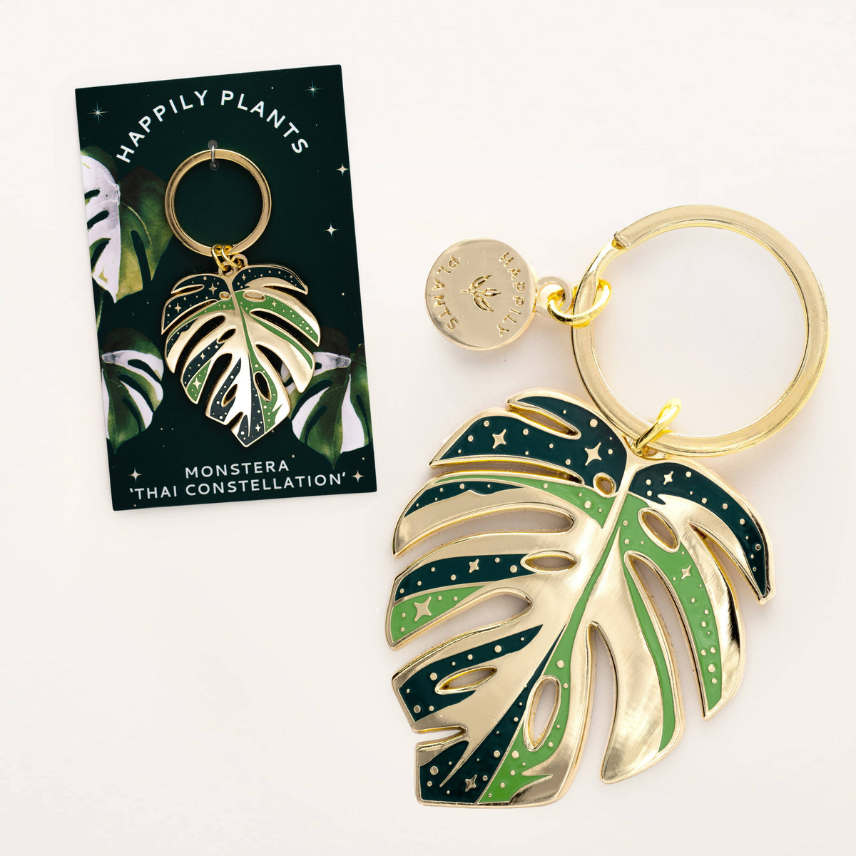 Monstera Thai Constellation Keychain Charm, Plant Lover Gift