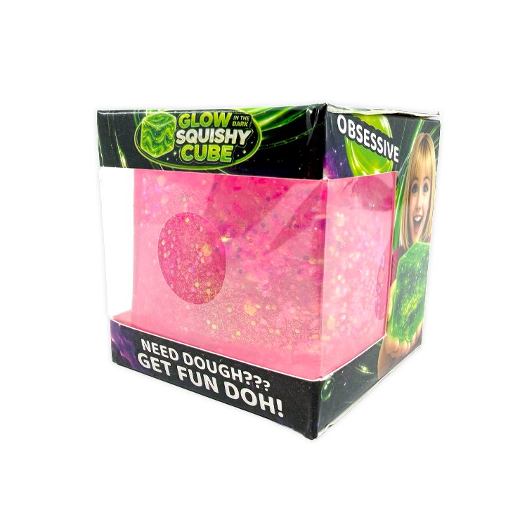 Fun Doh Glow in the Dark Squishy Sparkle Cube - 12/Display