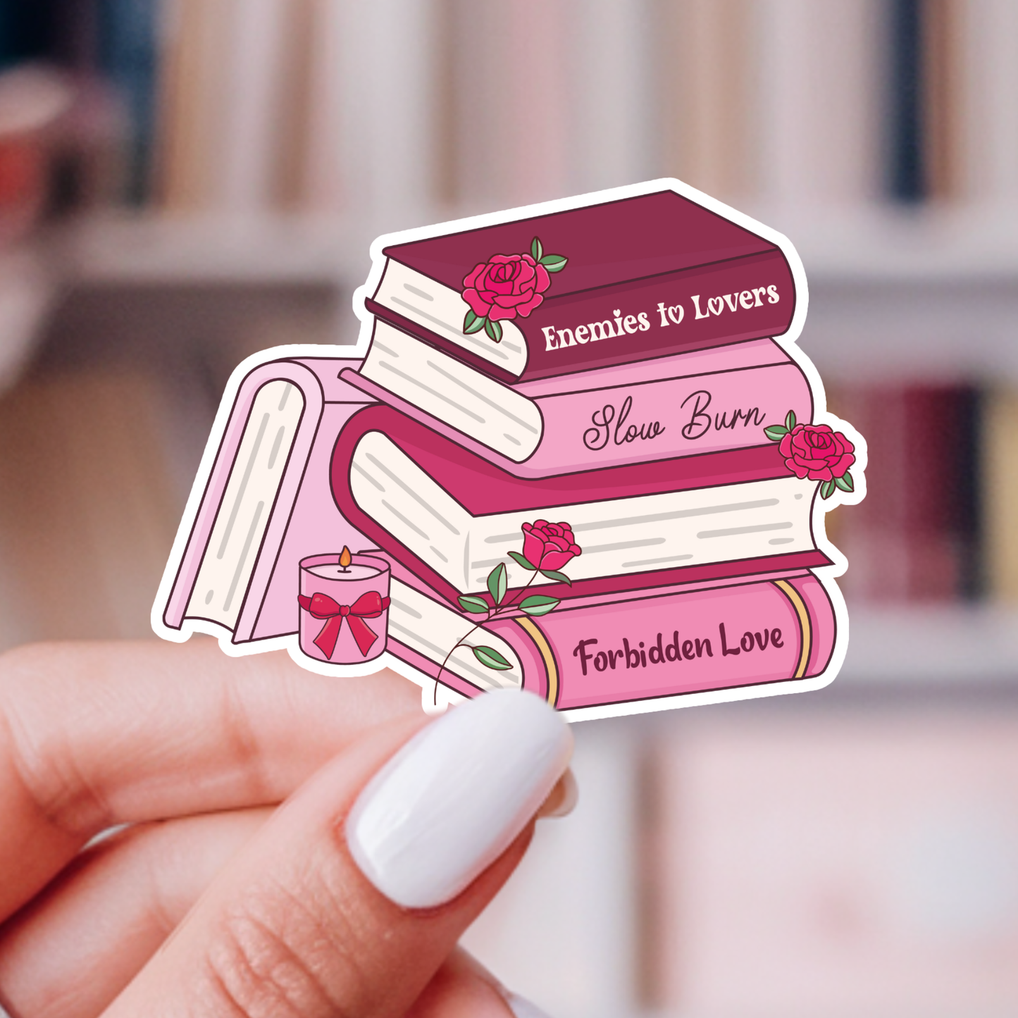 Romance Book Stack Sticker | Bookish Romance