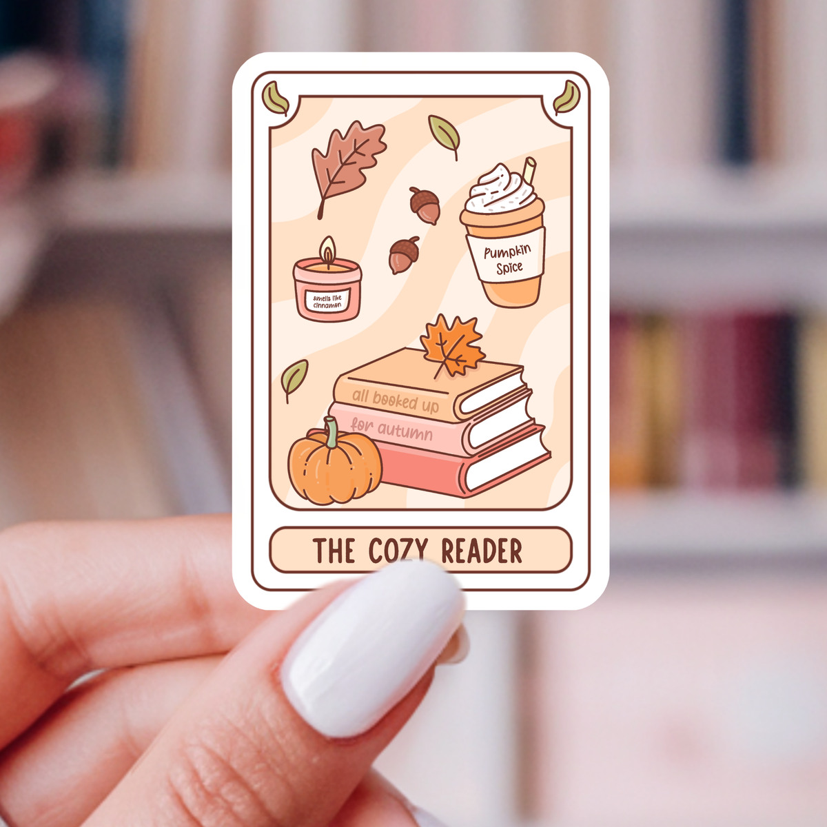 Cozy Autumn Reader Tarot Sticker– Bookish Fall